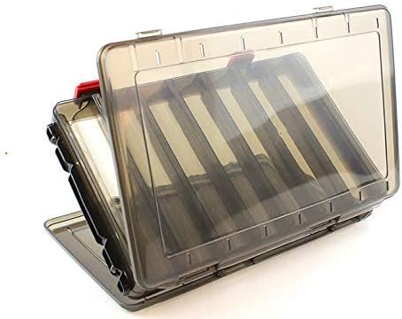 Double-Sided Fishing Lure Hook Tackle Box Visible Hard Plastic Clear Fishing Lure Bait Squid Jig Minnows Hooks Accessory Storage Case Container (Brown 14 Slots) - Image 6