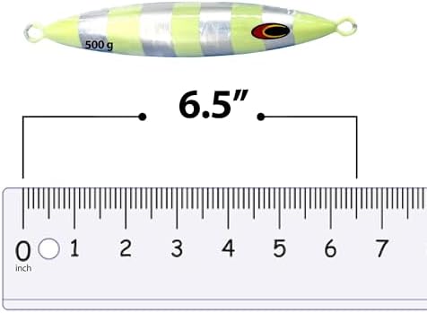 Tuna Jig 500g, 6.5 Inches, 3 Pc, Silver Zebra Glow Color, Unrigged - Image 3