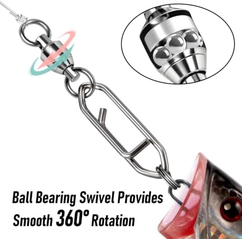 Alwonder 30-Pack Fishing Speed Clips Quick Change Snap Swivels, Ball Bearing Swivel Power Clips Fishing Snap Swivels Freshwater Saltwater Crankbait Popper Lures Quick Snaps Connectors Tackle - Image 4