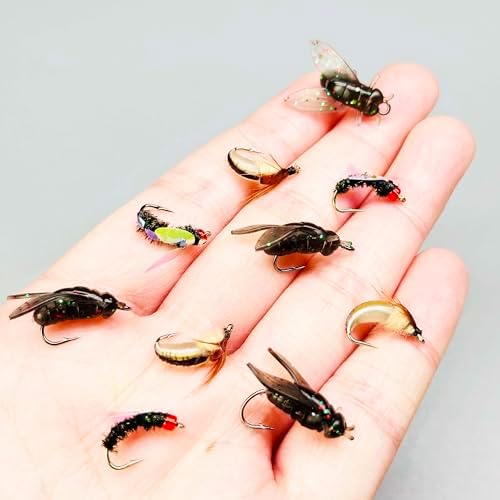 9Pc Fishing Wet Flies Bionics Worms/Midges/Moths/Flies Artificial Insect Fly Fishing Bait Salmon Trout Bass Fishing Hook Fly Fishing Lure - Image 6