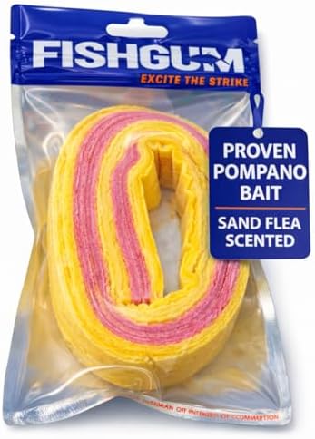 FishGum Surf Fishing Bait Strips for Saltwater Beach Fishing – Real Shrimp, Crab, Clam & Sand Flea Infused Scent – Artificial Cut Bait for Pompano, Redfish & Flounder by FISHGUM