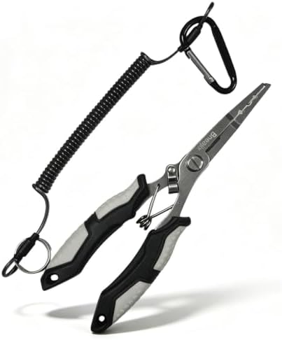 Pro Fishing Pliers 6.7" Split Ring Nose with Safety Lock by Bneajix