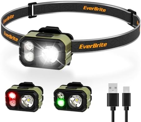 EverBrite 400LM Ultralight Headlamp, 1.59oz Head Lamp with Hat Clip by EverBrite