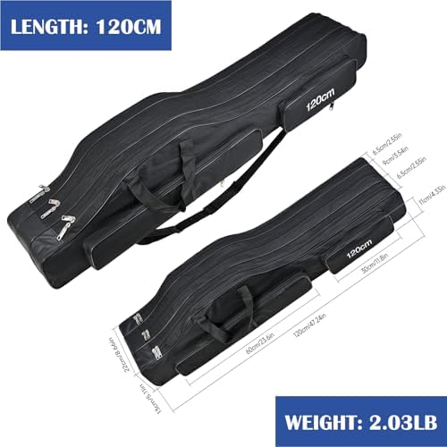 Fishing Bag 3 Layers Fishing Pole Bag,Portable Oxford Folding Rod Carry Case,Fishing Reel Tackle Storage Bag Case - Image 2