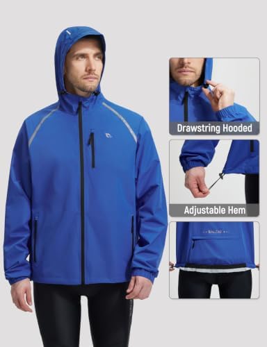 baleaf Men's Rain Jacket Waterproof Hood Lightweight Reflective Packable - Image 5