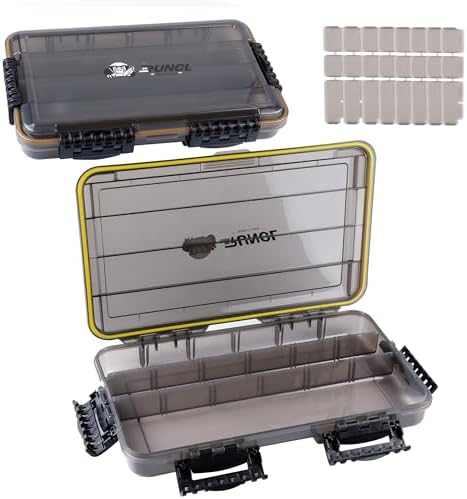 RUNCL Fishing Tackle Box, Waterproof Tray for Jigs Lures, Thicker Floating Tackle Utility Box with Adjustable Dividers, 3600/3700/Large 3700 Size by RUNCL