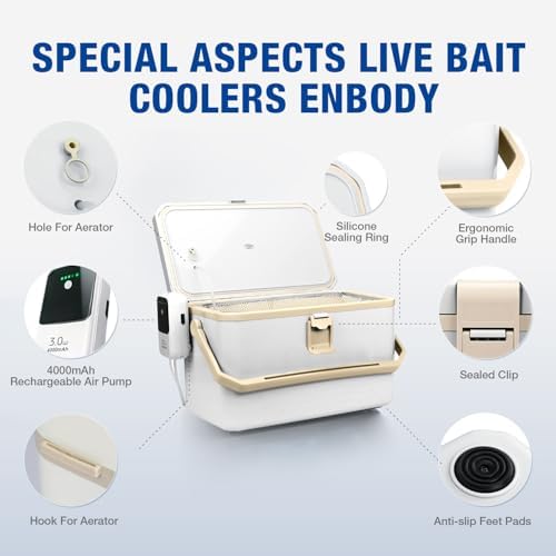 Ghosthorn 11/15QT Cooler Live Bait Bucket with 4000mAh Rechargeable Aerator - Image 4