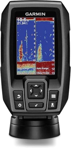 Garmin Striker™ 4 Fishfinder Worldwide Version w/77/200kHz - 4-Pin Transducer w/Transom & Trolling Motor Mounts by Unknown