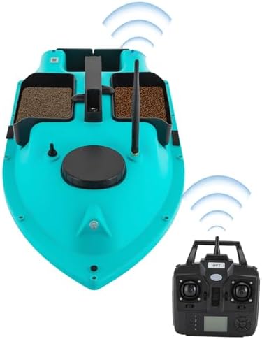 RC Bait Boat, 600m/1968ft Long-Distance Control Surf Fishing Bait Boat 4.4LBS Loading Capacity with Dual 5200mAh Battery and LCD for Lake/Ocean Angling, Auto Navigation (Blue) by Unknown