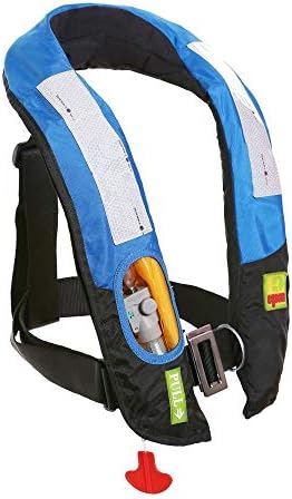 Top Safety Adult Life Jacket with Whistle - Manual Version Inflatable Lifejacket Life Vest Preserver PFD for Boating Fishing Sailing Kayaking Surfing Paddling Swimming - Adjustable Life Saving Vest by SafeMax