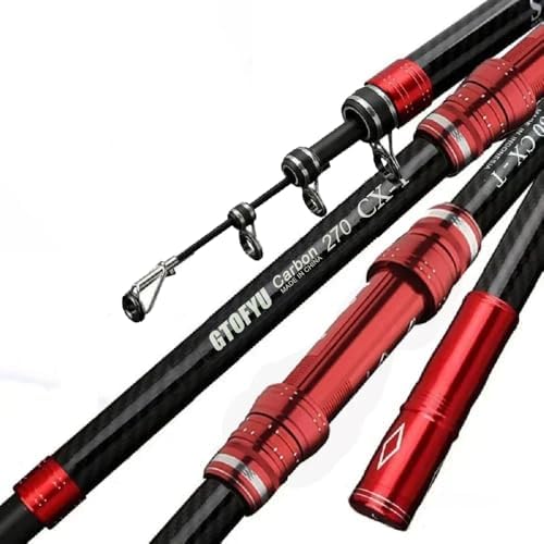 Telescopic Fishing Rod, Carbon Fiber Travel Surf Rod, Spinning Power Lure 2-9Oz, 20-50LB，Medium-Heavy Throwing Surfcasting Baitcasting Pole, Distance Throwing Fishing Rod by GTOFYUFishingOfficialClub