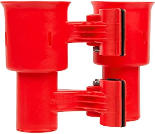 ROBOCUP, (Red), Patented Clamp On Boat Cup Holder |Multifunction Dual Drink Caddy for Fishing Poles, Tools, Net, Gaff |Portable Storage for Boating, Beach, Umbrellas, Golf Carts, Strollers - Image 2