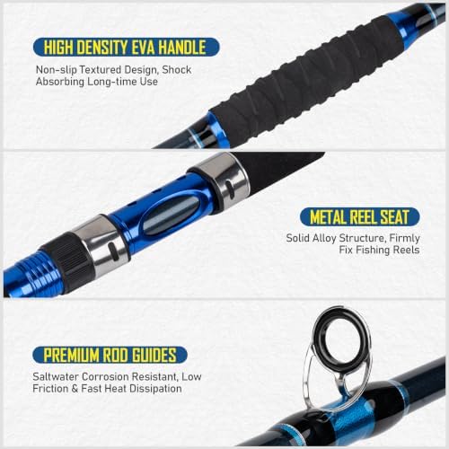 THKFISH 4 Piece/5 Piece Saltwater Travel Rod, Heavy Spinning Fishing Rod Portable Travel Surf Rod Carbon Fiber Saltwater Boat Fishing Rod 6’9”/7’9”/8’9” with Case Bag for Seawater Fish - Image 3