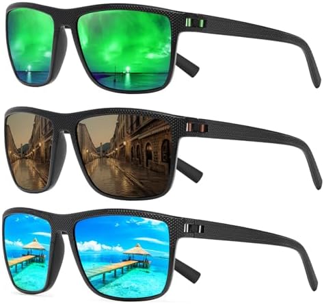 Square Polarized Sunglasses for Men and Women Lightweight Frame Sun Glasses with UV Protection by TURBOPEP