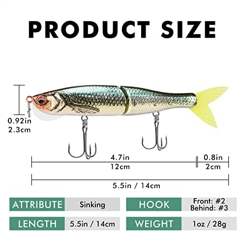 TRUSCEND Swimmax Easy Catch Fishing Lures with BKK Hooks, Wiggling, Vibrating, Rattling and Gurgling for More Bites, Heavy-Duty Dyneema Fiber Jointed Swimbaits for Bass, Trout, Crappie, Walleye, Pike - Image 2