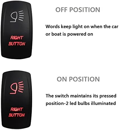 12V 24V Dual RED Led Right Button Rocker Switch with Jumper Wires 5 PIN ON-Off Right Light Switch for Car Boat Motorcycle Truck Trailer RV SUV UTV Dashboard Switch Replacement - Image 4