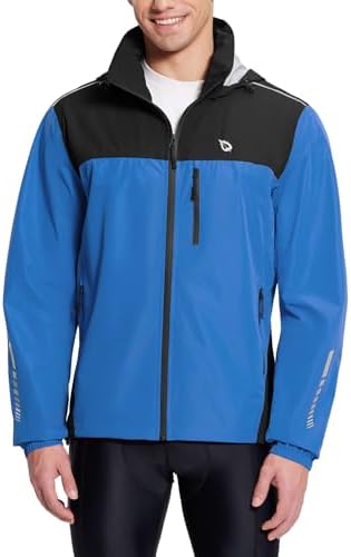 baleaf Men's Rain Jacket Waterproof Hood Lightweight Reflective Packable - Image 2