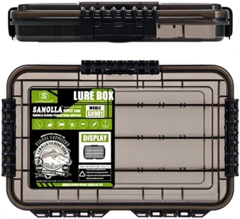 2PCS Waterproof Fishing Tackle Box 3700 Deep Size - Floating Utility Tray with Adjustable Dividers for Lures, Jigs & Baits - Thickened Airtight Storage Organizer with Clear Transparent Lid by SAMOLLAFishing