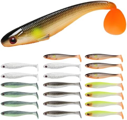 TRUSCEND Shadtale Easy Catch Soft Fishing Lures, Unique Vibration and Action for Various Rigs, Paddle Tail Swimbaits Trailer for Bass, Trout, Crappie, Walleye, Redfish, Saltwater & Freshwater Fishing by TRUSCEND