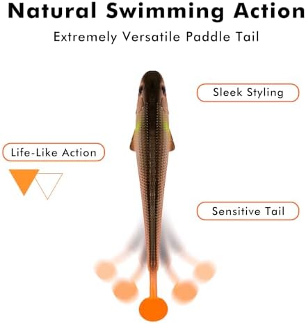 TRUSCEND Shadtale Easy Catch Soft Fishing Lures, Unique Vibration and Action for Various Rigs, Paddle Tail Swimbaits Trailer for Bass, Trout, Crappie, Walleye, Redfish, Saltwater & Freshwater Fishing - Image 5