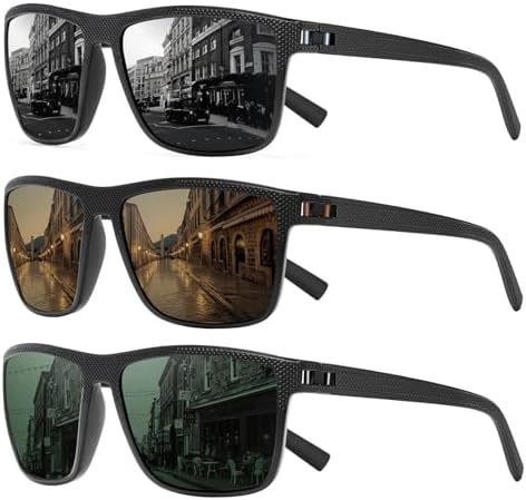 Square Polarized Sunglasses for Men and Women Lightweight Frame Sun Glasses with UV Protection by TURBOPEP