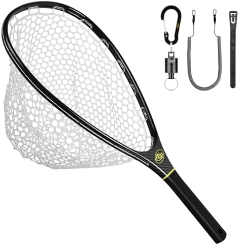 SF Fly Fishing Landing Net Soft Rubber Mesh Trout Net Catch and Release Net by SUNSHINEFISHING