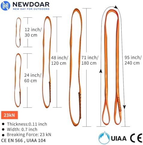 NewDoar 16mm Climbing Sling UIAA CE Certified,23KN EN566 Certified,Climbing Utility Cord Rock Climbing,Creating Anchors System,Rappelling Gear,Perfect for Tree Work - Image 3