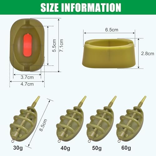 Carp Fishing Method Feeder Set 4 Inline Method Feeders with 1 Quick Release Carp Fishing Equipment Tackle for Baits Holder Tool - Image 3