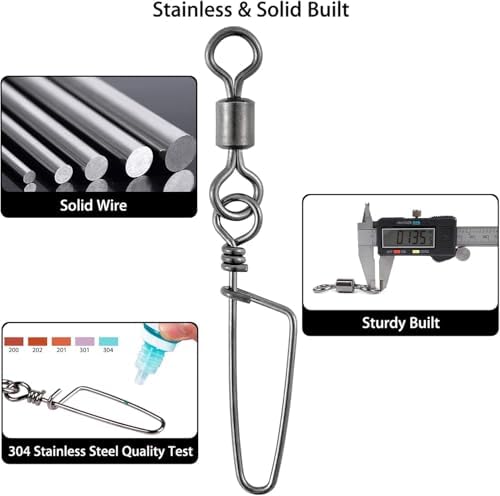 Dr.Fish 30 Pack Barrel Snap Swivels, Barrel Swivels Fishing Tackle Crane Rolling Coast Lock Snap Lure Leader Line Connector Fresh&Saltwater - Image 4