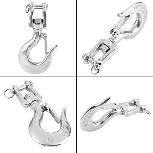Safety Hook, 304 Stainless Steel Swivel Lifting Hook Steel Eye Hook with Rigging Accessory (1000kg) - Image 2