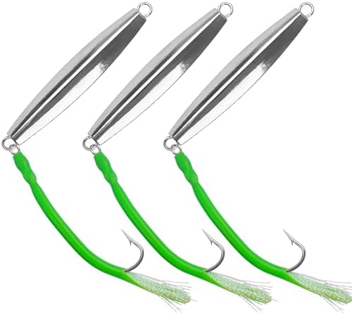 Diamond Jigs Saltwater Fishing Lures, 1-10oz Metal Jigging Spoon Baits for Surf Fishing Striped Bass Flat Metal Jig for Surf Fishing Bottom Sinking Bouncing Deep Sea Ocean Tackle by OROOTL