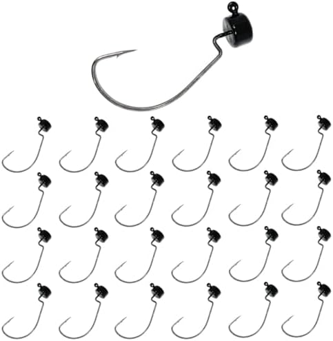 Reaction Tackle Mushroom Jig Heads for Ned Rig Finesse Bass Fishing, Stand-Up Design with Standard and EWG Hook Options (25-Pack) by ReactionTackle