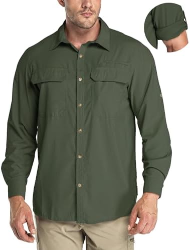 33,000ft Men's Long Sleeve Sun Protection Shirt UPF 50+ UV Quick Dry Cooling Fishing Shirts for Travel Safari Camping Hiking by 33000ft