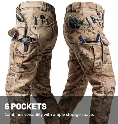 Men's Tactical Pants Stretch Waterproof Fabric Durable Cargo Pants for Hiking Casual Work Multi Pockets (No Belt) - Image 4