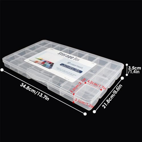 32 Grids Clear Plastic Organizer Box, Craft Storage Container for Beads Organizer, Art DIY, Crafts Jewelry Storage, Fishing Tackles, Rock Collection, 2 Pack - Image 2