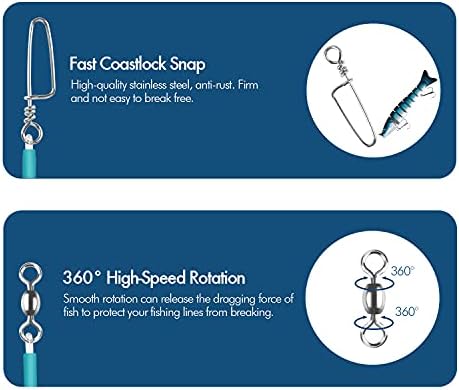 Fluorocarbon Fishing Leader Line with Swivels Snap Kits Connect Tackle Lures Rig or Hooks, High Strength Tooth Proof Fishing Leader Line for Saltwater Freshwater - Image 6