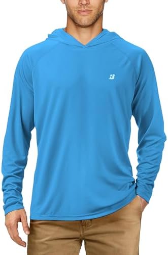 Roadbox Mens Fishing Sun Hoodie, Long Sleeve UPF 50+ UV Protection Shirts by Roadbox