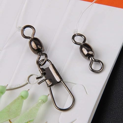 Fishing Bait Rigs Saltwater Surf Fishing Lures Bait Rig with Real Fish Skin Glow Beads Sharp Hooks Swivels Surf Fishing Rigs Sea Bass Cod Herring Hook Rig Size 4 6 8 - Image 3