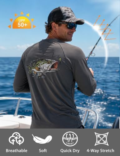 Men's UPF 50+ Sun Fishing Shirt, Long Sleeve UV Protection Tee, Quick Dry Rash Guard for Outdoor Swim Hiking - Image 4