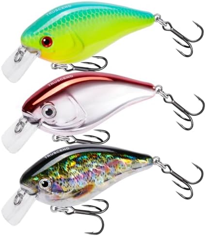TRUSCEND Easy Catch Crankbait with BKK Hooks, Shallow or Deep Diving Crank Bait Fishing Lures for Bass Pike Walleye, Unipue Wobble Design for More Bites, Vibe Lipless Crankbaits Freshwater Saltwater by TRUSCEND
