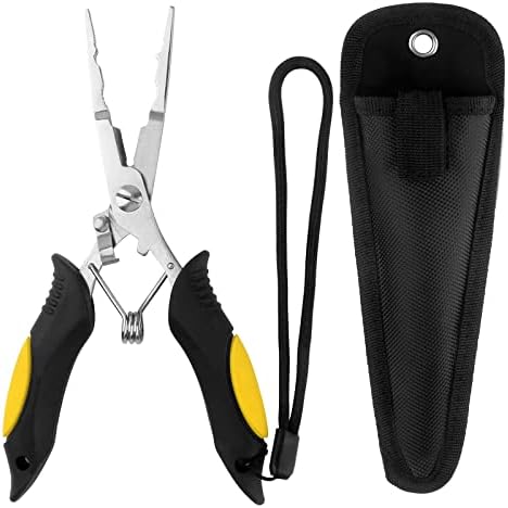 Hikary Long Nose Fishing Pliers,Ice Fishing Gear,Stainless Steel Hook Remover Braid Cutter Rustproof Fishing Multi-Tools Fishing Gripper for Freshwater Saltwater by Hikary