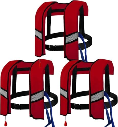 3-Pack Life Jackets for Men Women - 150N Automatic Inflation Swim Vest with Reflective Strips & Safety Buckle ~ Lightweight &Breathable by forkidsyouthplaygames