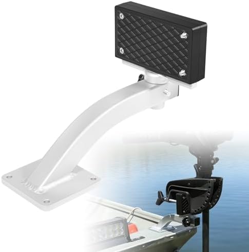 Universal 90 Degree Adjustable Trolling Motor Bracket for Clamp-on Electric Motors Deck Mount, Marine Aluminum & Nylon, Holds Up to 36lbs Thrust, Easy Screw Mount for Kayak Canoe Small Boat by DurableToolsYouTrust