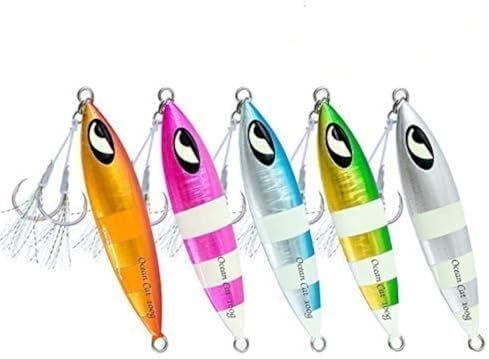 OCEAN CAT Lead Metal Flat Slow Fall Pitch Fishing Jigs Lures Sinking Vertical Jigging Bait with Butterfly Hook for Saltwater Fishing by OCEANCAT
