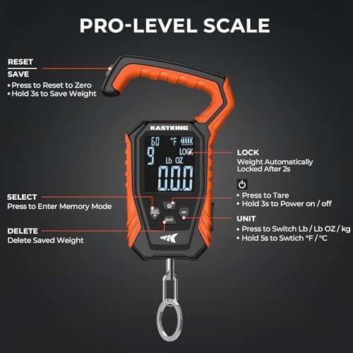 KastKing Weighmaster Digital Fish Scale with Lip Gripper, Orange - Image 4