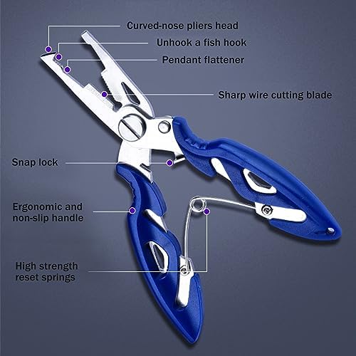 Fishing Pliers, Stainless Steel Fish Hook Remover 2PCS, Multi-Function Fishing Line Cutter Split Ring Opener, Fishing Braid Scissors Gear Accessories Fish Gripper with Lanyard Fly Fishing Tool - Image 3