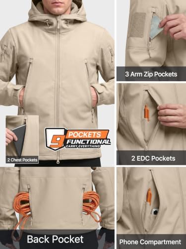 FREE SOLDIER Men's Hooded Waterproof Softshell Jacket - Image 5