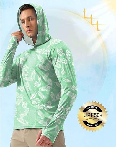 Pudolla Men's Sun Protection Hoodie Shirts UPF 50+ Fishing Hiking Shirt - Image 5