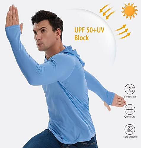 3 Pack Men's UPF 50+ Sun Protection Shirts Fishing Hoodie Long Sleeve - Image 3