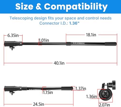 MKA-44 Telescoping Extension Handle Compatible with Minn Kota Transom-Mount Trolling Motors & Most Hand-Steer Outboard Motors | 24" to 40" Adjustable, Tool-Free Install for Enhanced Control - Image 6
